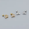 Thread Piercing Earrings S925 Silver Crown Style Electroplated For Women