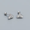 Thread Piercing Earrings S925 Silver Crown Style Electroplated For Women
