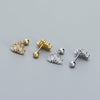 Thread Piercing Earrings S925 Silver Crown Style Electroplated For Women