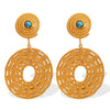 Threaded Disc 316L Stainless Steel Inlaid Natural Stone Earrings With Geometric Design And Electroplating Treatment