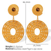 Threaded Disc 316L Stainless Steel Inlaid Natural Stone Earrings With Geometric Design And Electroplating Treatment