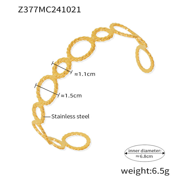 Threaded Ring Splicing Open Bracelet Stainless Steel 18K Gold Plated Simple Jewelry With Geometric Style Electroplated