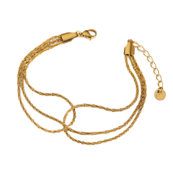 Threelayer Cauliflower Geometric Stainless Steel Bracelet With Pvd Vacuum Furnace Electroplated Gold In Simple Style