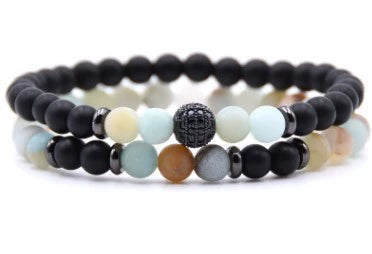 Tiger Eye And Diamond Ball Double Layer Bracelet Copper Material Micro Inlaid Zircon The Crown Pattern Fashion Style Unisex