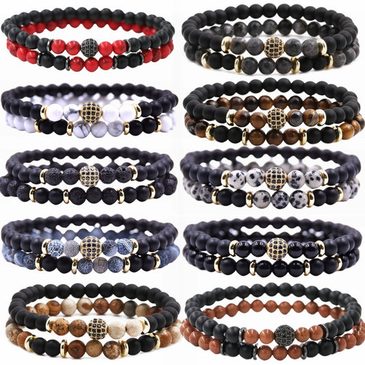 Tiger Eye And Diamond Ball Double Layer Bracelet Copper Material Micro Inlaid Zircon The Crown Pattern Fashion Style Unisex