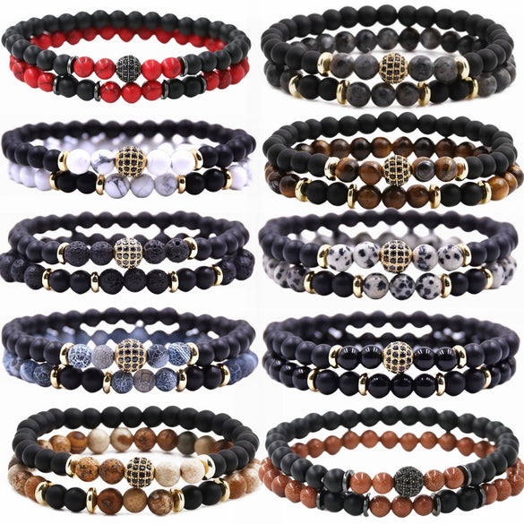 Tiger Eye And Diamond Ball Double Layer Bracelet Copper Material Micro Inlaid Zircon The Crown Pattern Fashion Style Unisex