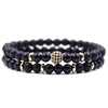 Tiger Eye And Diamond Ball Double Layer Bracelet Copper Material Micro Inlaid Zircon The Crown Pattern Fashion Style Unisex