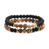Tiger Eye And Diamond Ball Double Layer Bracelet Copper Material Micro Inlaid Zircon The Crown Pattern Fashion Style Unisex