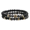Tiger Eye And Diamond Ball Double Layer Bracelet Copper Material Micro Inlaid Zircon The Crown Pattern Fashion Style Unisex