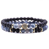 Tiger Eye And Diamond Ball Double Layer Bracelet Copper Material Micro Inlaid Zircon The Crown Pattern Fashion Style Unisex