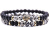 Tiger Eye And Diamond Ball Double Layer Bracelet Copper Material Micro Inlaid Zircon The Crown Pattern Fashion Style Unisex