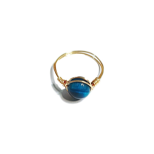 Tiger Eye Gemstone Hand Wrapped Minimalist Ring Natural Stone Healing Ring For Women