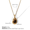 Tiger Eye Stone 316L Stainless Steel Ring And Necklace Electroplated Fashion Ol Design