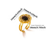 Tiger's Eye Geometric Open Ring With Hammered Sunburst Design And Gold Plated Finish Vintage Unisex Statement Jewelry