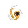 Tiger's Eye Geometric Open Ring With Hammered Sunburst Design And Gold Plated Finish Vintage Unisex Statement Jewelry
