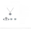 Tiktok Live Supply S925 Silver Classic Six-Claw Imitation Diamond Necklace Ring Earrings Jewelry Suit Combination