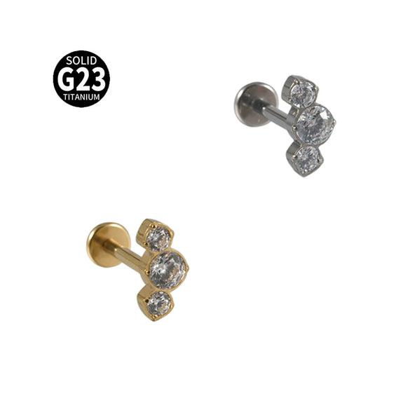 Titanium Alloy Clawshaped Marquise Flower Zircon Earrings And Rhombus Lip Rings With Electroplating Leaves Diamond Square Pattern Simple Style Unisex