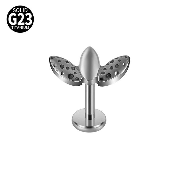 Titanium Alloy Flower Heart Round Piercing Earrings With Electroplating