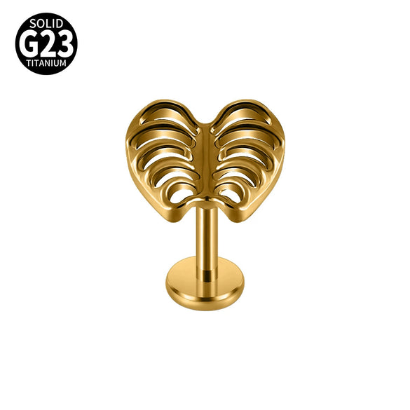 Titanium Alloy Flower Heart Round Piercing Earrings With Electroplating