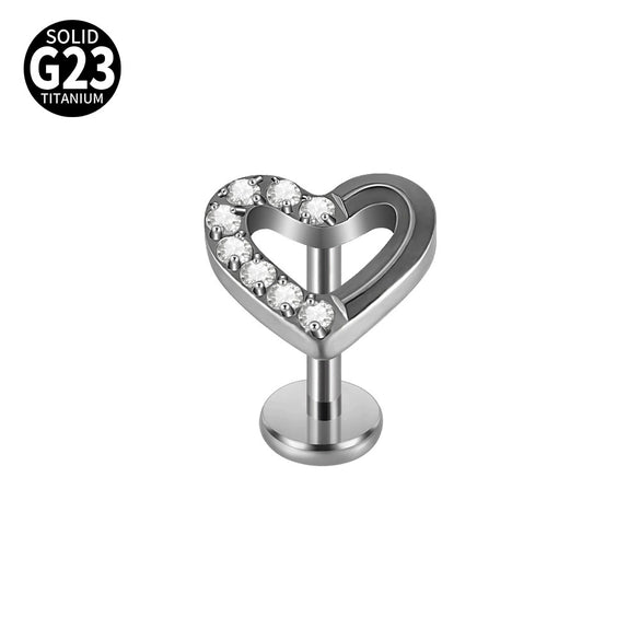 Titanium Alloy Flower Heart Round Piercing Earrings With Electroplating