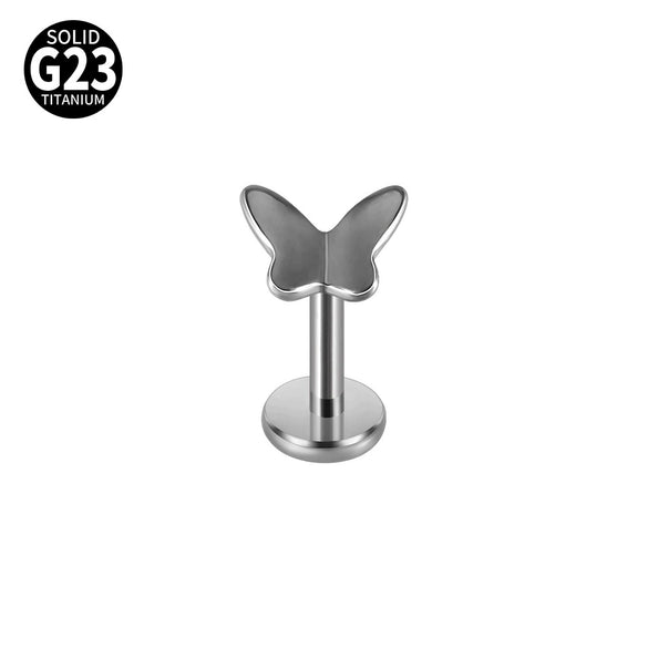 Titanium Alloy Flower Heart Round Piercing Earrings With Electroplating
