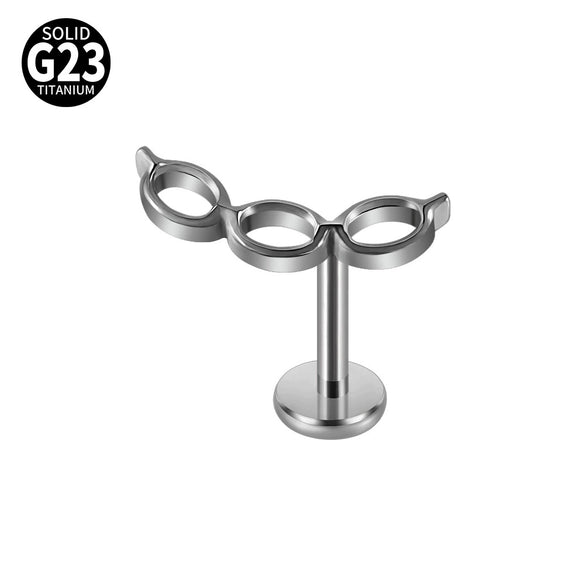 Titanium Alloy Flower Heart Round Piercing Earrings With Electroplating