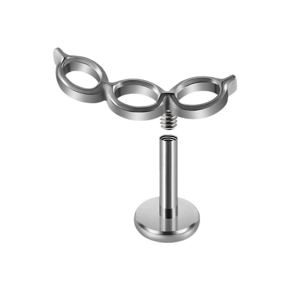 Titanium Alloy Flower Heart Round Piercing Earrings With Electroplating