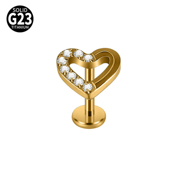 Titanium Alloy Flower Heart Round Piercing Earrings With Electroplating
