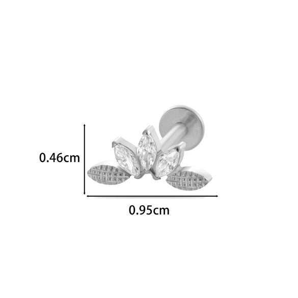 Titanium Alloy Flower Pattern Electroplated Women's Cartilage Puncture Earrings
