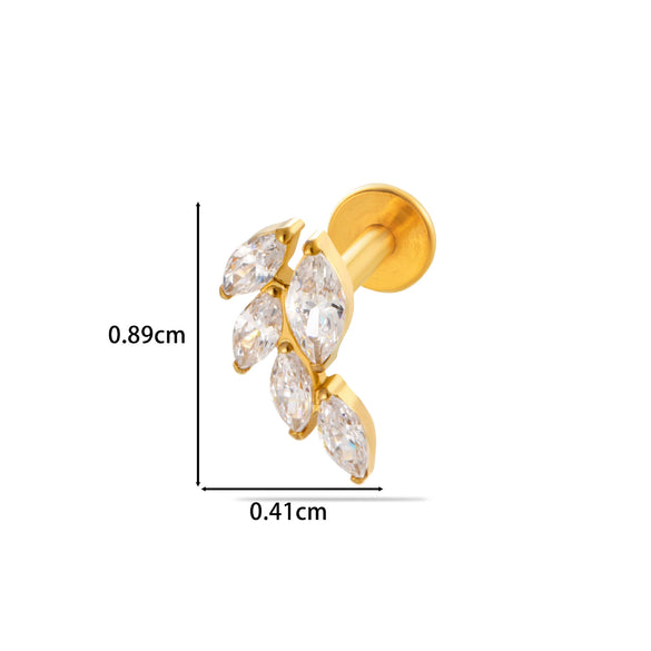 Titanium Alloy Flower Pattern Electroplated Women's Cartilage Puncture Earrings
