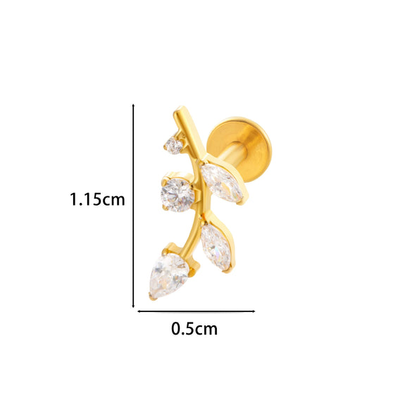 Titanium Alloy Flower Pattern Electroplated Women's Cartilage Puncture Earrings