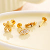Titanium Alloy Flower Pattern Electroplated Women's Cartilage Puncture Earrings