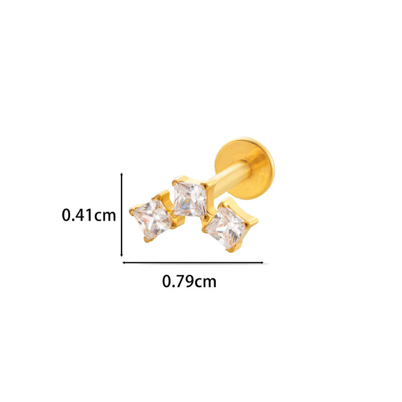 Titanium Alloy Flower Pattern Electroplated Women's Cartilage Puncture Earrings