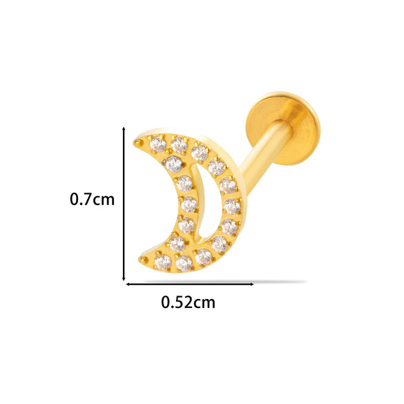 Titanium Alloy Flower Pattern Electroplated Women's Cartilage Puncture Earrings
