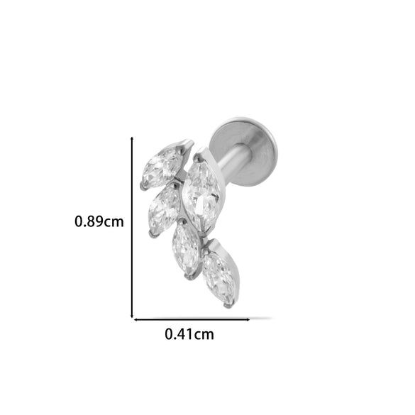Titanium Alloy Flower Pattern Electroplated Women's Cartilage Puncture Earrings