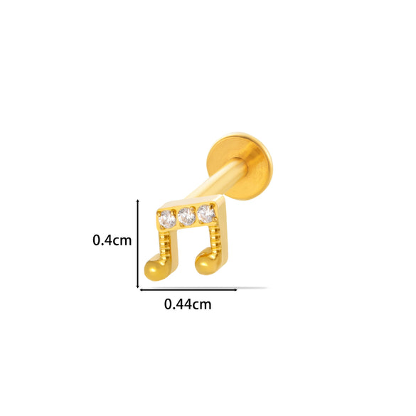 Titanium Alloy Flower Pattern Electroplated Women's Cartilage Puncture Earrings