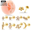Titanium Alloy Flower Pattern Electroplated Women's Piercing Ear Nails