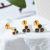 Titanium Alloy Geometric Flowershaped Inlaid Zircons Pushpin Lip Nail Rod Cartilage Piercing Earrings For Women Electroplated