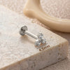 Titanium Alloy Geometric Flowershaped Inlaid Zircons Pushpin Lip Nail Rod Cartilage Piercing Earrings For Women Electroplated
