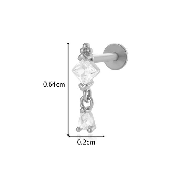 Titanium Alloy Geometric Heart Earrings Lip Nail Piercing Jewelry Copper Inlaid Zircon Electroplated