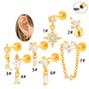 Titanium Alloy Geometric Heart Earrings Lip Nail Piercing Jewelry Copper Inlaid Zircon Electroplated