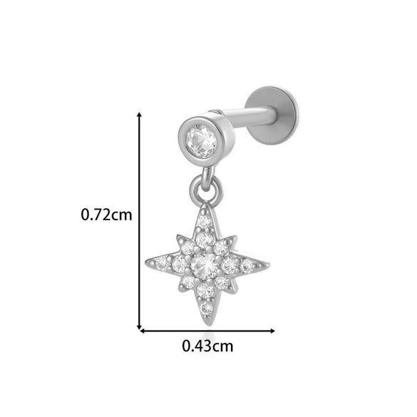 Titanium Alloy Geometric Heart Earrings Lip Nail Piercing Jewelry Copper Inlaid Zircon Electroplated