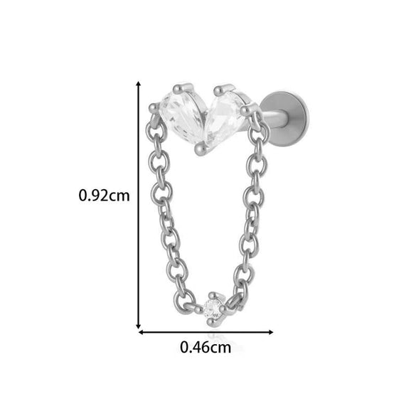 Titanium Alloy Geometric Heart Earrings Lip Nail Piercing Jewelry Copper Inlaid Zircon Electroplated