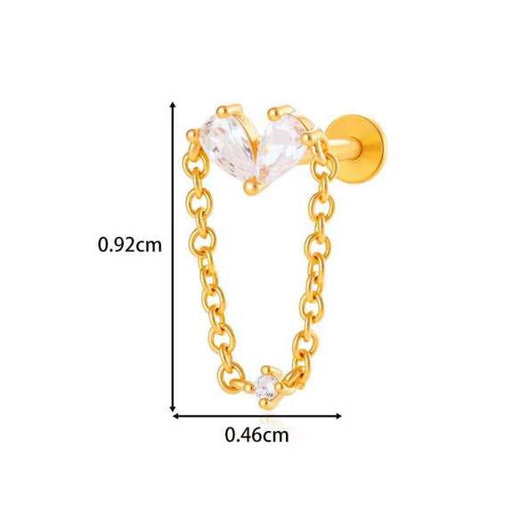 Titanium Alloy Geometric Heart Earrings Lip Nail Piercing Jewelry Copper Inlaid Zircon Electroplated
