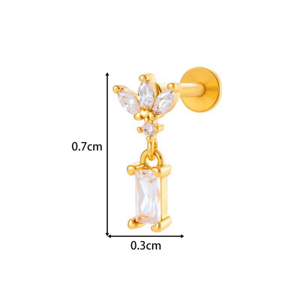 Titanium Alloy Geometric Heart Earrings Lip Nail Piercing Jewelry Copper Inlaid Zircon Electroplated