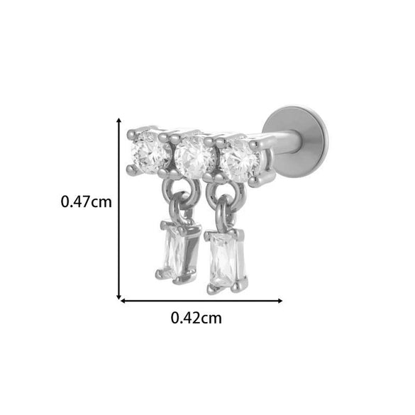 Titanium Alloy Geometric Heart Earrings Lip Nail Piercing Jewelry Copper Inlaid Zircon Electroplated