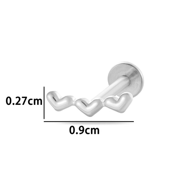 Titanium Alloy Geometric Love Butterfly Inner Teeth Screw Flat Bottom Rod Lip Nail Ear Bone Nail Puncture Jewelry Electroplated