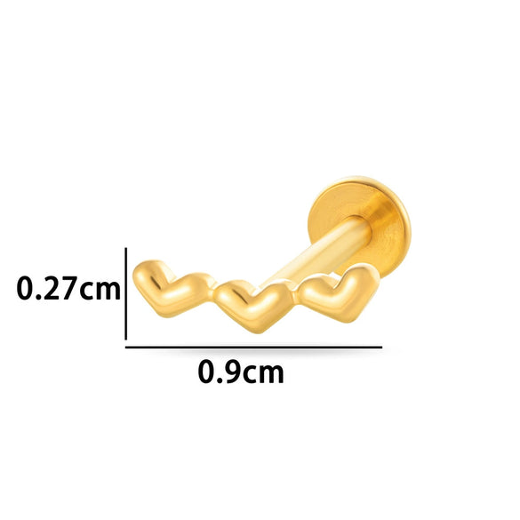 Titanium Alloy Geometric Love Butterfly Inner Teeth Screw Flat Bottom Rod Lip Nail Ear Bone Nail Puncture Jewelry Electroplated