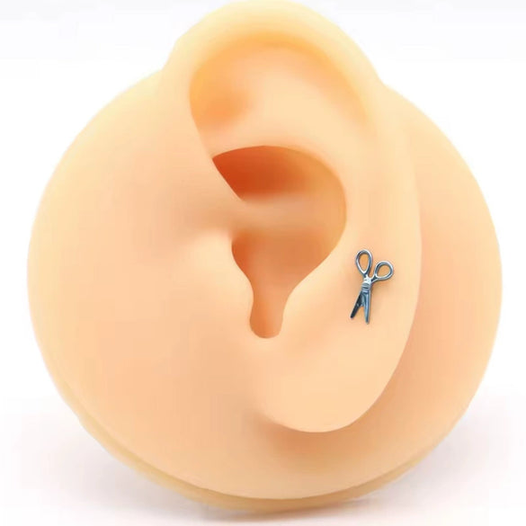 Titanium Alloy Geometric Mini Flower Inner Tooth Piercing Earrings Electroplated Jewelry Unisex