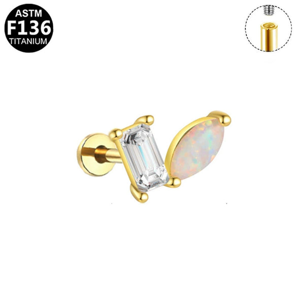 Titanium Alloy Geometric Style Electroplated Unisex Fashion Opal Lip Earrings